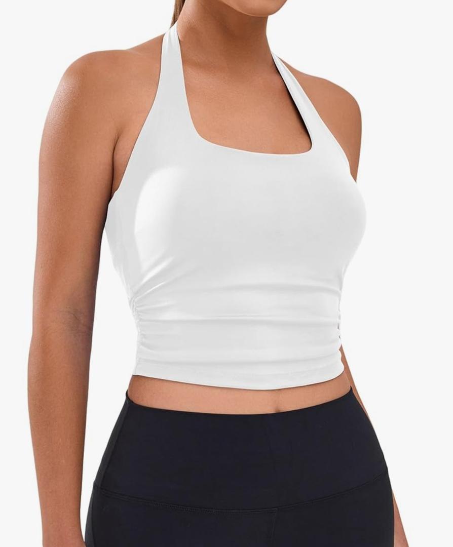 BMJL Womens Halter Built in Bra Workout Sports Tank Tops Summer Trendy Backless Going Out Clothing 2025, M