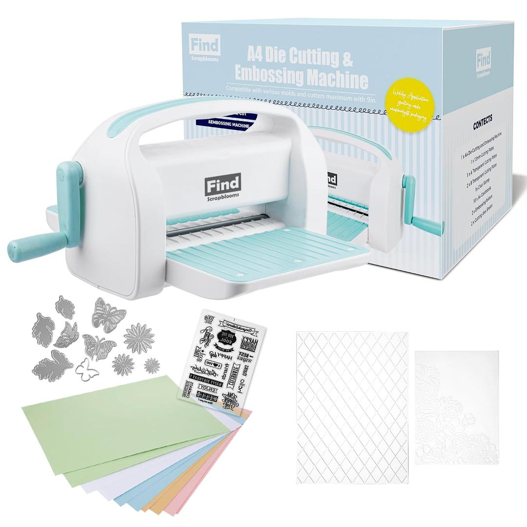 9 inch Opening Die Cutting Machine for Card Making, Foldable A4 Die Cut and Embossing Machine Complete Set for ScrapbookingDIY Paper Craft (Gift Box)