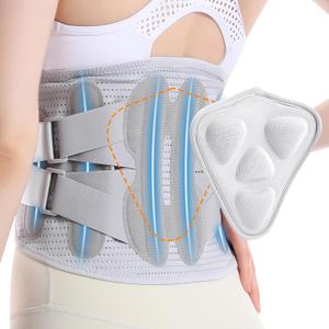 Back Brace for Lower Back Pain Relief for Men&Women Adjustable Lumbar Support Belt Breathable Mesh for Herniated Disc,Sciatica,Scoliosis with Removable 3D Pad Home&Work&Sports (Gray, X-Large)