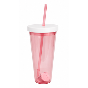Pink Plastic Tumbler Cup for Hot or Cold Drinks - 22 oz (Pink Rose)