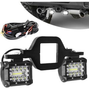 EBESTauto 4 Inch Hitch LED Work Lights with 2.5 Inch Tow Hitch Mount Bracket and Wiring Harness Led Off-Road Driving Light bar for Truck Trailer SUV Pickup Car RAM
