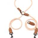 Mile High Life Dual Dog Leash, Double Dog Leash, 360 Swivel No Tangle Walking Leash, Hands Free Leash w Leather Tailored Connection, Double Rope Leash for Two Dogs (Dark Brown, 8FT)