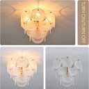 Modern Flush Mount Glass Ceiling Light, Gold Hallway Lights Vintage Chandelier, 4-Light Unique Light Fixture for Bedroom Entryway Loft Kitchen Laundry Bathroom Farmhouse