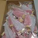 Leyndo 48 Pcs Pink White Artificial Mini Christmas Tree Xmas Sisal Bottle Brush Trees with Wood Base Christmas Decor for Xmas Party Table Top Winter Ornaments Home Kitchen Crafts