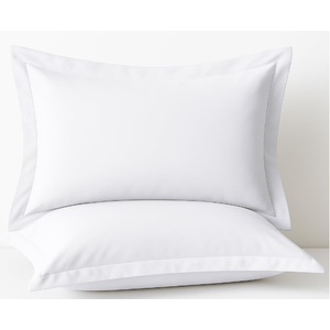 2 Pack Pillow Shams Standard Size 20x26 600 Thread Count 100% Organic Cotton Black Pillow Covers with 2 Inch Flange, Soft & Smooth Premium Hotel-Quality Pillowcases Set of 2, White