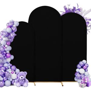 3-Piece Arch Cover Bundle 7.2FT, 6.6FT & 6FT Stretch Spandex Backdrop Set Wedding, Birthday & Photo Booth Arch Covers for Every Event (black)