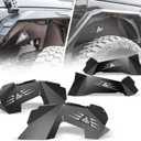 Front & Rear Inner Fender Liners Compatible with Jeep Wrangler 2007-2018 JK JKU 2/4 Door, Heavy Duty Off-Road Black Steel Pair of Inner Fender Liners Flares 4 PCS
