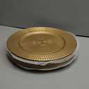 Hiceeden 12 Pack Gold Charger Plates for Dinner Plates, 13" Round Plastic Chain Shaped Charger Service Plates, Decorative Chargers Bulk for Table Setting, Wedding, Party, Event