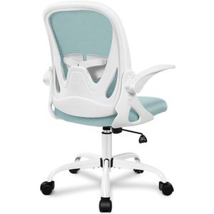 Primy Office Chair Ergonomic Desk Chair with Adjustable Lumbar Support and Height, Swivel Breathable Desk Mesh Computer Chair with Flip up Armrests for Conference Room（Light Blue）