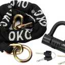 OKG Ultra Security Motorcycle Chain Lock, 4 Keys, 13lbs, 5 ft x 1/2in (12mm) Thick Motorcycle Lock Chain, Heavy Duty Chain Lock, High Security Cut Proof Chain Combo Anti Theft Heavy Duty Small U-Lock (Black)