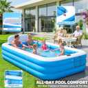 Extra Large Inflatable Pool With Lights,Upgraded Solar Powered Blow Up Pool For Adults,Inflatable Kids Swimming Pool with Seat& Backrest,Big Inflatable Kids Pool For Backyard,120x73x20IN-White