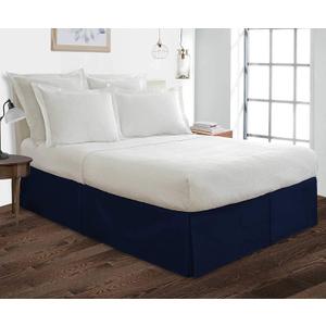 Comfort Beddings Bed Skirt King Size Blue 100% Cotton Blend Fabric, Premium Tailored Fit 1pc Bedskirt King Size 14" Drop Length Navy Blue Solid