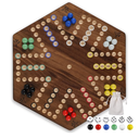 20 in Wooden Fast Track Board Game Original Wahoo Board Game for 6 and 4 Players with Marbles and Dices Burnt Color Board Marble Game(Large)
