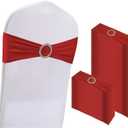 WJWHQ 100PCS Spandex Stretch Chair Sashes Bows Elastic Chair Cover Bands Ties with Buckle Slider for Wedding Party Reception Events Universal Ceremony Banquet Decorations(Red)