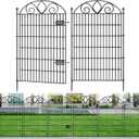 10 Panels No Dig Tall Garden Fence with Gate – 44" H X 23.6' L Rustproof Metal Dog Fence Outdoor for Yard, Decorative Animal Barrier Fence for Pet, Garden Border, Patio, Flower | Temporary Fencing