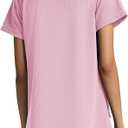 SIORO Zipper Robes for Women Short Sleeve Bathrobes Lightweight House Coat Waffle Knit Knee Length Loungewear with Pockets (Pink, S)