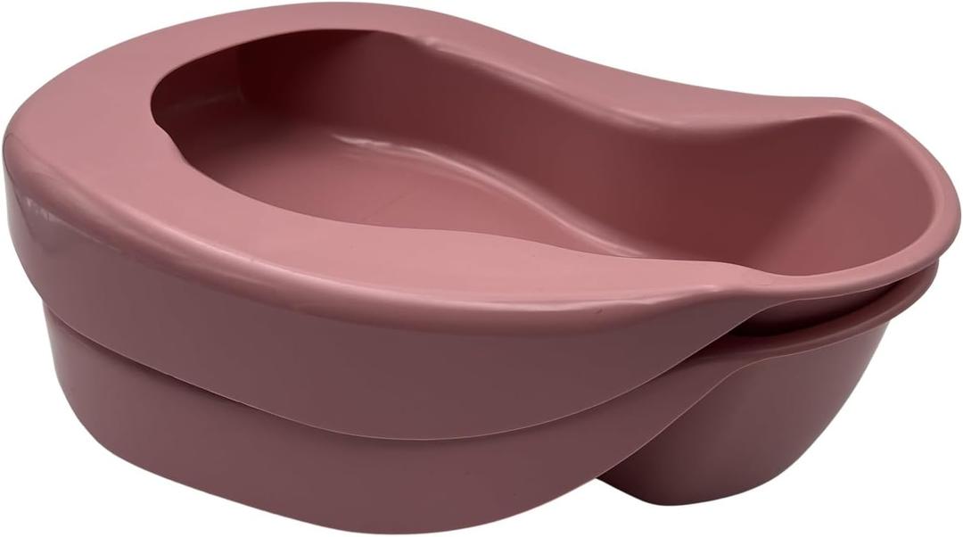2 Pack Nursing Heavy Duty Rose Contour Bed Pan for Adults Elderly Bedridden Patients, Hospital and Home Use