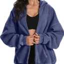 FAIABLE Womens Mens Zip Up Hoodie Oversized Acid Wash Hoodies Heavyweight Distress Cotton Fleece Zipper Hoodie Vintage M