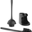 MR.SIGA Toilet Plunger and Bowl Brush Combo for Bathroom Cleaning, Black, 2 Sets
