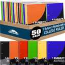 Trail maker Bulk Notebooks (50 Pack), One Subject Notebooks College Ruled, 140 Pages (70 Sheets),Spiral Bulk Notebooks for Kids, School Supplies, Journaling, Note Taking, Students, and Work