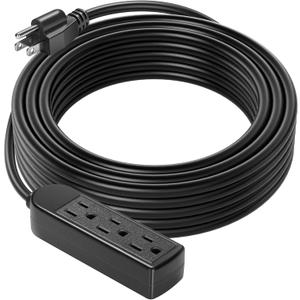 VIVOSUN 12 Ft Extension Cord, 3-Outlet Power Cord for Indoor and Outdoor Use, Durable and Long-Lasting, 1800W Surge Protector, 15A 14 AWG, Great for Garden, Lawn, Home and Office, Black