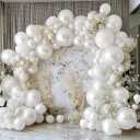 Pearl White Balloons Double Stuffed Pastel White Balloon Garland Different Sizes 18/12/5in Cream Balloon Arch Kit For Wedding Birthday Bridal Baby Shower Party Decorations