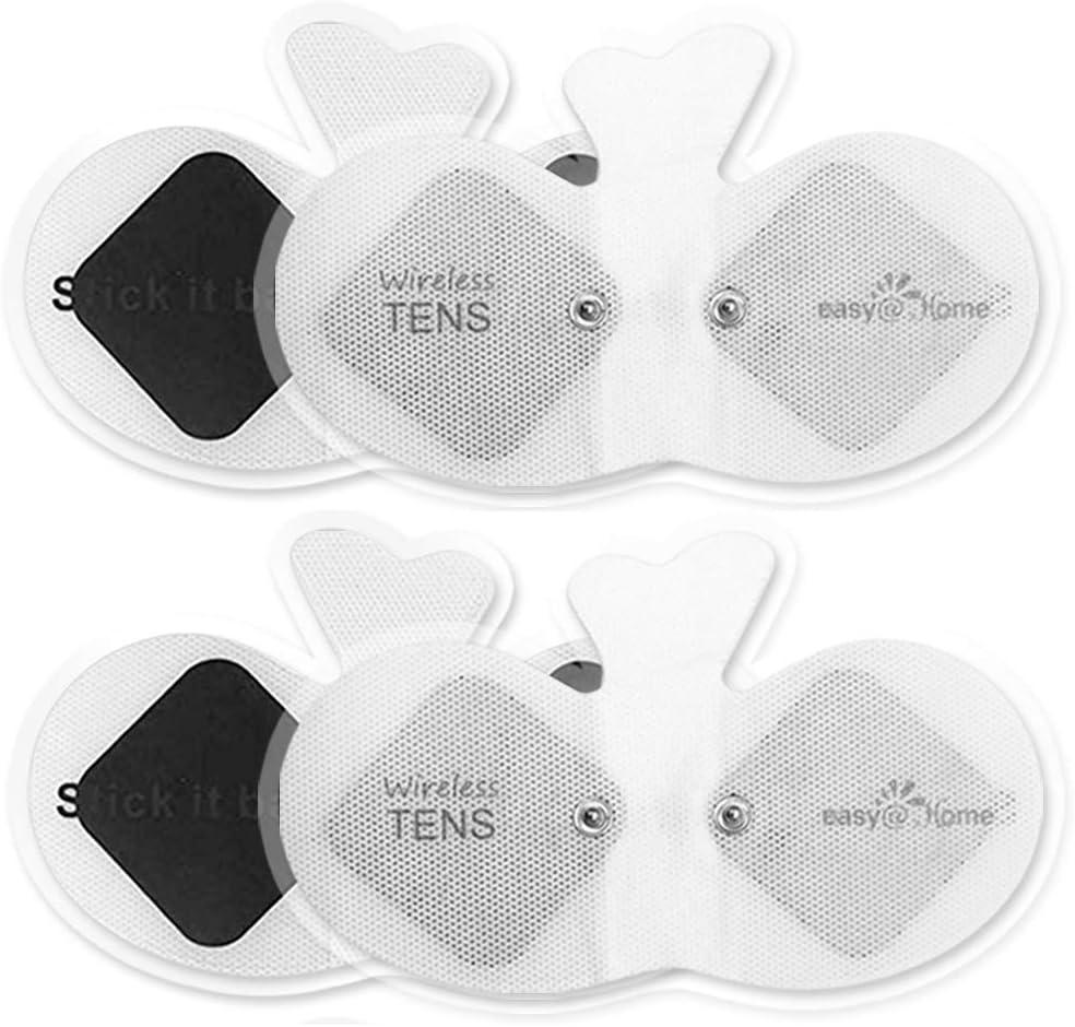 Easy@Home Wireless Tens Unit Self Stick Carbon Electrode Pads, 4 Pack 6.5 x 3 Reusable Pads - Non Irritating Design