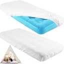 Breling Kids Air Mattress Fitted Sheets Compatible with Intex Cozy Kidz (Sheet Only) Toddler Inflatable Mattress Sheets for Kids Sleepover Party Travel Camping Airbed(White,2 Pcs), fit about 62.2 x 34.6 x 7 inches