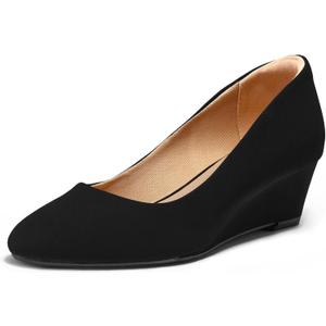 mysoft Women's Wedge Pumps Low Heel Closed Toe 2in Dress Shoes (7.5, Black)