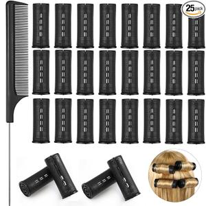 WILLBOND 12 Pcs Perm Rods for Long Hair Plastic Curl Rods Cold Wave Irons Curling Roller for Hair Styling Hairdressing Tools (0.87 Inch, Black)