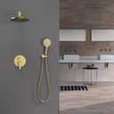 Iriber Shower System Wall Mounted Shower Faucet Mixer Set with Luxury High Pressure Shower head and 3-Setting Handheld, Bathroom Shower Trim Kit Contain Pressure Balance Valve,Brushed Gold