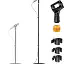 InnoGear Telescopic Mic Stand, Height Adjustable from 22" to 68" Microphone Stand Floor Weighted Base Boom Mic Arm Stand for Blue Yeti HyperX QuadCast SoloCast Shure SM58 Samson Q2U Fifine K669B