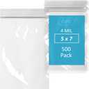 GPI - 500 Count 5" X 7" Zip Bags, Heavy-Duty 4 Mil Thick, Clear Reclosable Zipper Poly Baggies With Resealable Zip Top Lock For Storage & Packaging, Food, Tools, Sharp Objects, etc.