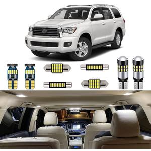 20 Piece White LED Interior Lights Kit for Toyota Sequoia 2008 2009 2010 2011 2012 2013 2014 2015 2016 2017 2018 2019 2020 2021 Super Bright 6000K LED Light Bulbs Package + Install Tool