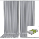 Silver Satin Backdrop Curtains 2 Panels - Glitter Photo Drapes for Baby Shower, 10x10FT Shimmer Back Drop Cloth, Wrinkle Free for Wedding Birthday Christmas Party Decorations