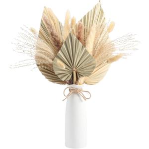18 Pieces Dried Palm Leaves, Fall Dried Pampas Grass Decor Reed Grass Bouquet for Wedding Boho Flowers Home Table Decor, Rustic Farmhouse Party (Classic Color)