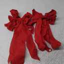 Double Pack 20X10 Inch Oversized Red Burlap Bows Farmhouse Christmas Tree Topper & All-Weather Wreaths Decor, Heavy Duty Gift Wrapping Accents for Front Door/Cabinet (Red)