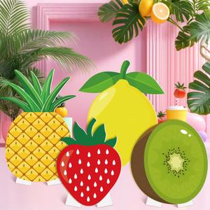 Weysat 4 Pack Fruits Party Decorations Large Fruits Cardboard Cutouts Photo Booth Props 1.97 ft 2.95 ft Tall Standup Summer Tropical Themed Backdrop Strawberry Kiwi Pineapple Lemon Decor, 1.97 x 2.95 ft/ 60 x 90 cm