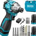 SEESII 16.8V Impact Driver Kit, 1/4" Hex Cordless Impact Driver Set & 2×2.0Ah Batteries, 150N.m Max Torque(1327 In-lbs) Brushless Power Impact Driver w/ 16Pcs Drill Bits, 0-3300RPM Variable Speed