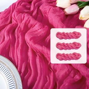 FEXIA 5 Pack Rose Red Table Runner 35x120 Inches for Baby Shower Decoration Gauze Rustic Table Runner for Wedding Party First Communion Centerpiece Engagement Bridal Shower Boho Decoration