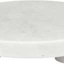 Santa Barbara Design Studio Marble Serving Board Strong Stone Round Footed Tray, 6" Diameter, White