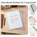 36 Pcs/3 Set 12 Tabs Binder Dividers with Colored Tabs, Clear Tab Notebook Divider Page Binder File Dividers, Letter Size (Colorful)