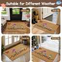 Yinhua Colorful Birds Coir Door Mat, Heavy Duty Welcome Mat with Non-Slip Rubber Backing, Low Pile Front Door Mats for Outside Entrance, Natural Entry Mats Coconut Fiber Surface for Porch 17"x30"