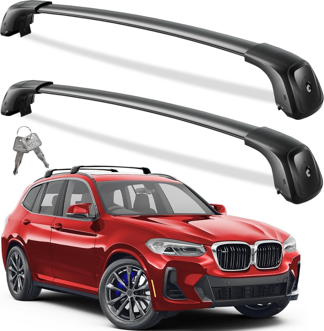 Wonderdriver 330lbs Lockable Roof Rack Cross Bars Compatible with BMW X3 G01 2018-2026 (Not for G45), Heavy Duty Aluminum Roof Rails Crossbars Black Rooftop Cargo Carrier