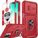 LeYi Compatible for Samsung Galaxy A26-5G Case: Galaxy A26 5G Phone Case with 2 X Screen Protector, Slide Camera Cover Military-Grade Protection para Samsung A26 Case for Mom, Red