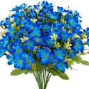 5 Bundles Artificial Silk Lily Flowers Fake Lilies Floral Faux Bouquet for Wedding DIY Decoration Indoor Outdoor Vase Table Centerpieces Kitchen Party Porch Arrangement (Blue)