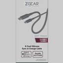 ZGEAR Adaptive Fat Charge with Two USB Ports and 6 Foot Silicone Rubber Synk & Charge Cable for USB C