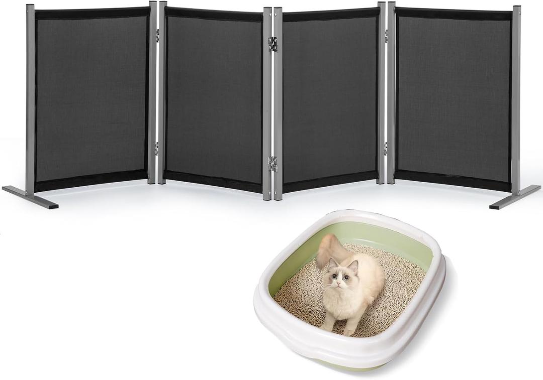 Rantila Cat Litter Box Privacy Screen Cat Litter Box Furniture Best for Your Cat's Health, 68''W x 24''H, Black, Need Assembly