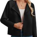 GRACE KARIN Womens Cropped Knit Sweater Blazer, Oversized Open Front Jackets 2026 Spring, Laple Cardigans Dressy Casual (Black)
