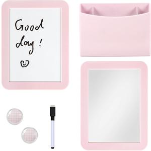 Pink Locker Accessories for Girls with Magnetic whiteboard, Locker Mirror and Pen Holder, Locker Decoration for School Locker, Locker Organizer for Work, Back to School Essentials